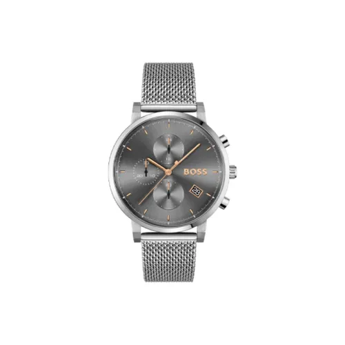 Hugo Boss Мужские часы Кварцевый механизм Ремешок из нержавеющей стали 43 мм Черный циферблат
