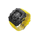 Черный корпус, черная средняя рамка, желтый фторкаучук, одиночный ремешок с застежкой-липучкой