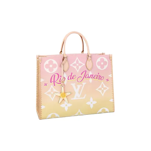 LOUIS VUITTON Кожа Тоут Сумка Сумка для покупок Сумка на плечо Сумка Женская Розовая и Желтая
