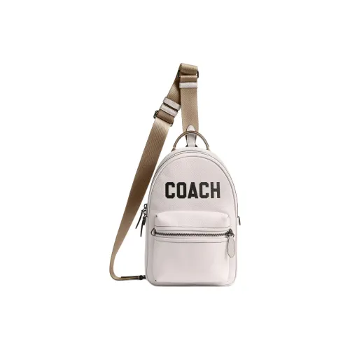 COACH Charter Мягкий Полированный Пескоструйный Кожа Сумка через плечо Маленькая Мужская Мел Белый