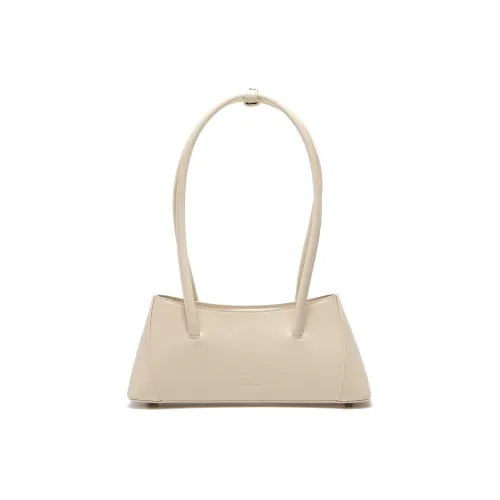 MESCOLATO Сумка из крупнозернистой текстуры коровьей кожи одно плечо среднего размера женская экрю классический черный