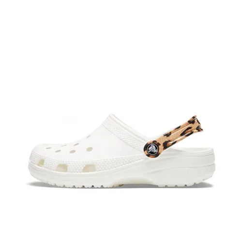 Crocs Classic Clog Sabo Унисекс Леопардовый принт Белый