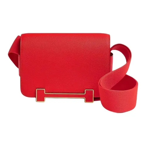 HERMES Geta Mysore Шевро Деревянные Сандалии Сумка Сумка через плечо Сумка на плечо Женская Красная