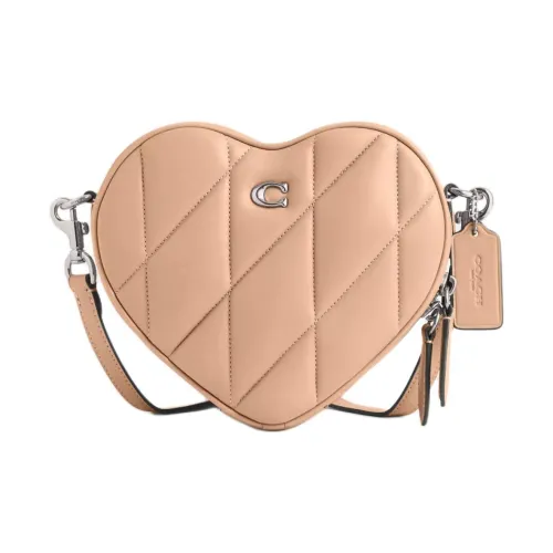 COACH Сердце Кожа Наппа Сердце Формированная Сумка Сумка через плечо Маленькая Женская Бежево-Желтая
