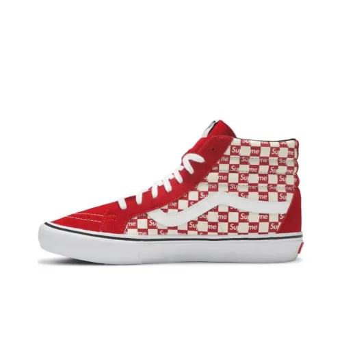 Supreme x Vans SK8 High Скейтборд Кроссовки Унисекс Красные Белые
