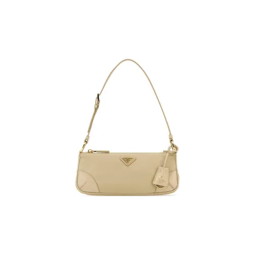 PRADA RE Edition Переработанный нейлон с блестящей кожей сумка через плечо женская песочный цвет