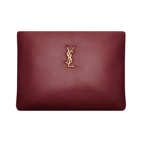 SAINT LAURENT Lambskin Clutch Large Women's Merlot Red SAINT LAURENT Клатч из овечьей кожи большой женский цвет мерло красный