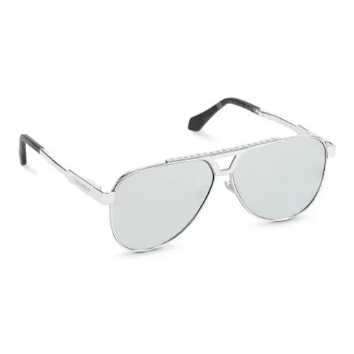 LOUIS VUITTON Нерегулярная форма Солнцезащитные очки Унисекс Серебряный