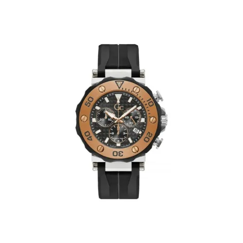 GUESS Мужские часы Кварцевый механизм Резиновый ремешок 44 мм Черный циферблат