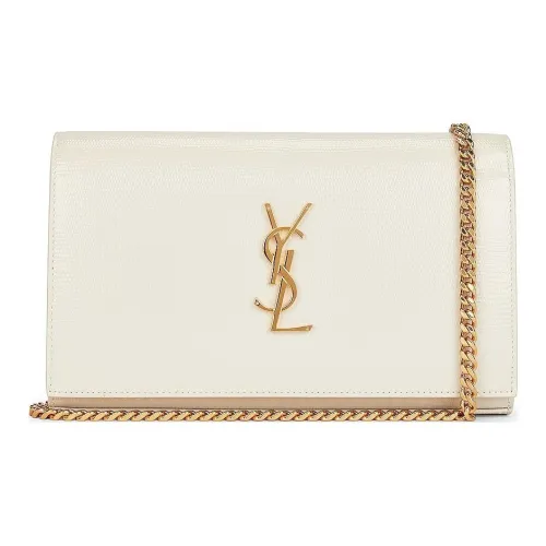 SAINT LAURENT Зернистая кожа личи Телячья кожа Кожа Сумки через плечо Сумка через плечо Женская Белая