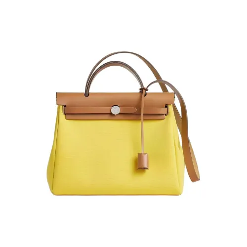 HERMES Herbag Zip Officier Canvas с Hunter Коровья кожа Сумка через плечо Сумка Женская