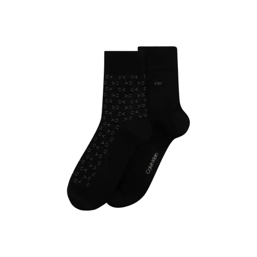 Calvin Klein 006 Космический Черный/Черный с Буквой Мужские Носки до Икры MID