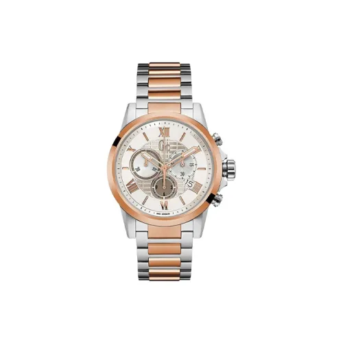 GUESS Мужские часы Кварцевый механизм Ремешок из нержавеющей стали 42 мм Серый циферблат