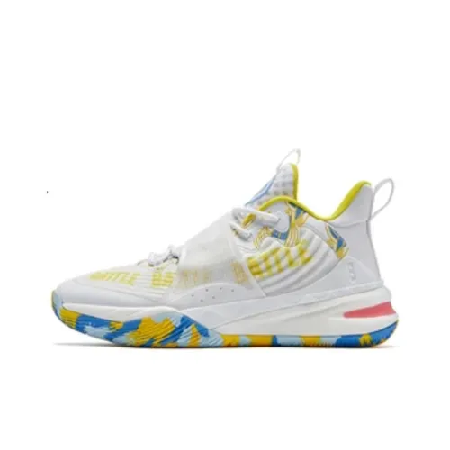 QIAODAN Ice Blade Белый Кит Амортизация Устойчивый к истиранию Дышащий MID Топ Баскетбольные кроссовки Мужской Белый Frozen Blue