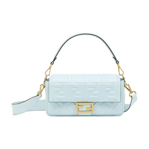 FENDI Baguette Кожа Сумка через плечо Сумка Средний Женская Светло-синяя