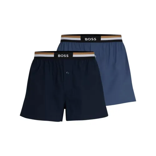 Hugo Boss Два пачки OF хлопковых пижамных шорт с фирменными резинками на талии боксеры мужские 2 упаковки