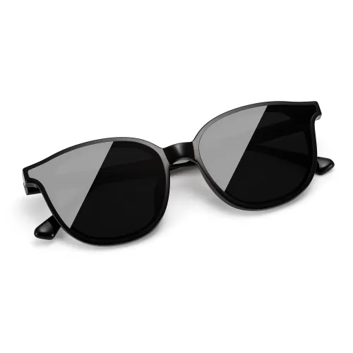 PULAIS Пластиковая оправа Круглые Солнцезащитные очки Унисекс Черный