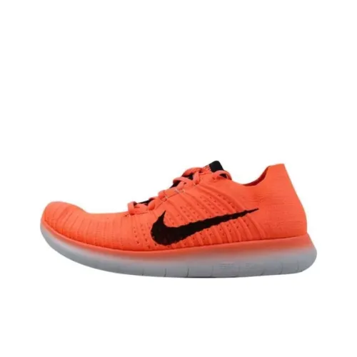 Nike Free RN Flyknit Амортизация Износостойкий Низкий Топ Беговые кроссовки Унисекс Оранжевый