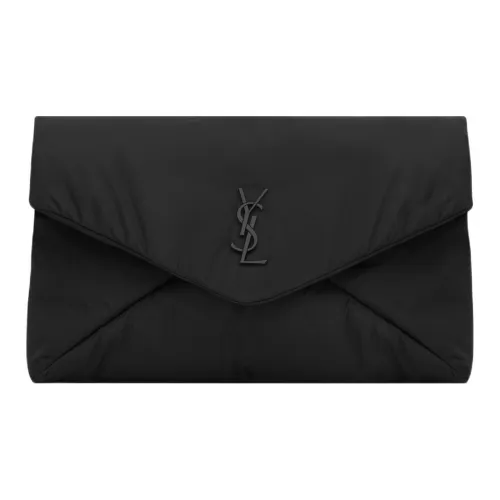 SAINT LAURENT Ткань Конверт Клатч Большой Мужской Черный
