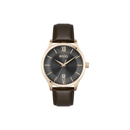 Hugo Boss Мужские часы Кварцевый механизм Кожаный ремешок 41 мм Черный циферблат