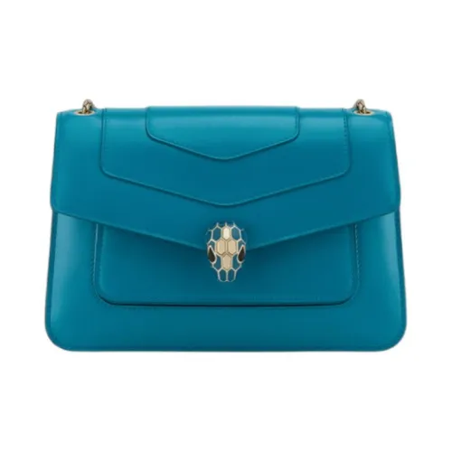 BVLGARI Serpenti Forever Телячья кожа Сумка Сумка через плечо Женская Синяя