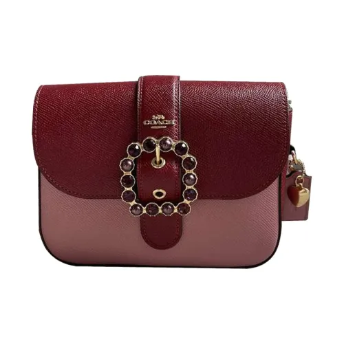 COACH Gemma Холст и кожа Маленькая квадратная сумка через плечо Маленькая женская Розовый и Красный
