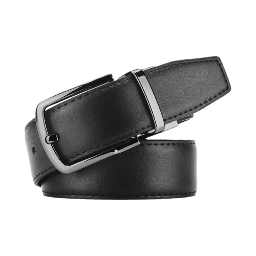 AAJF Бизнес Шпилька Вращающийся Коровья кожа Черный Корейский стиль Кожаные ремни Мужской