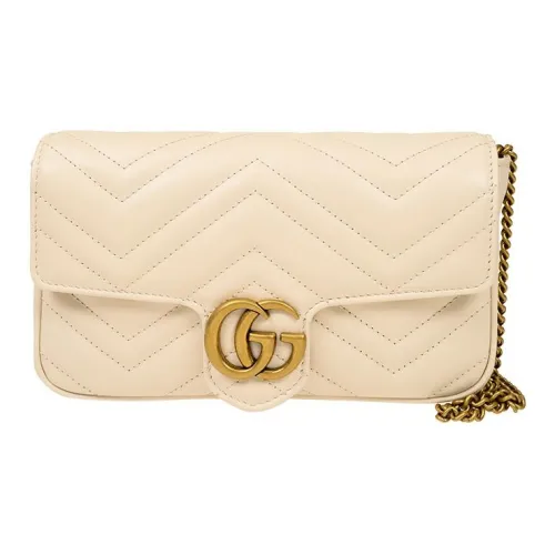 GUCCI GG Marmont Кожа 2 в 1 Комбинированная Сумка через плечо Мини Женская Белая Черная