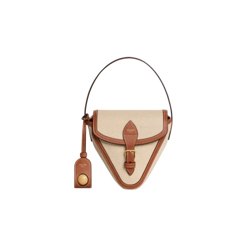 CELINE Телячья кожа Треугольная сумка Сумка Men's Natural Коричневый