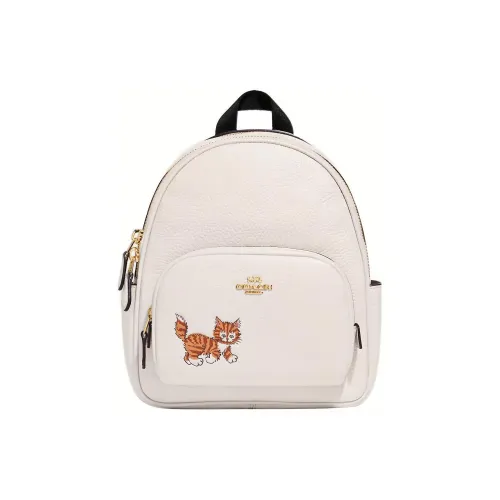 COACH Корт Коровья кожа с текстильным рюкзаком мини женский мел белый