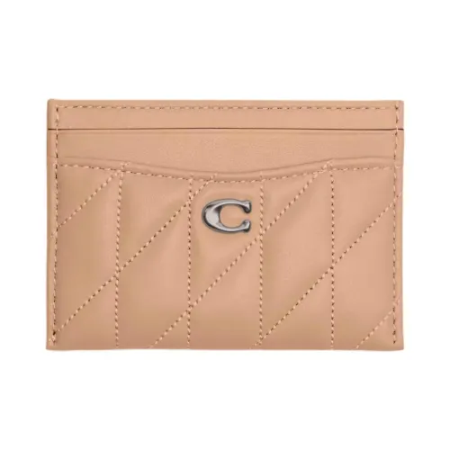 COACH Card Case Кожа Картхолдер Мини Женские Серебряный и Светло-Желтый