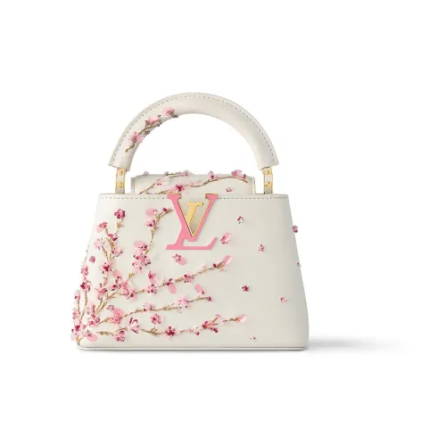 LOUIS VUITTON Capucines Кожа Сумка через плечо Сумка Мини Женская Персиковый Бежевый