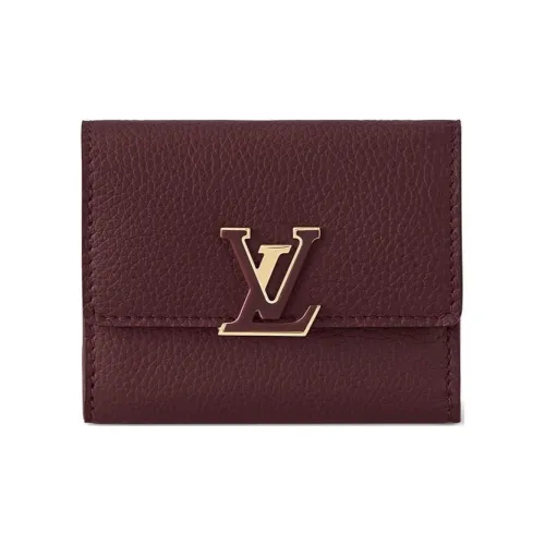 LOUIS VUITTON Capucines Taurillon Кожа Capson Кошелек Экстра Маленький Женский Бордовый