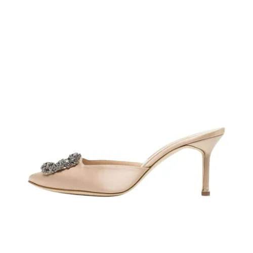 MANOLO BLAHNIK Натуральная кожа Домашние тапочки Женские Бежевые