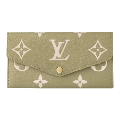 LOUIS VUITTON Sarah Monogram Empreinte Тисненая коровья кожа держатель для карт кошелек женский хаки и кремовый