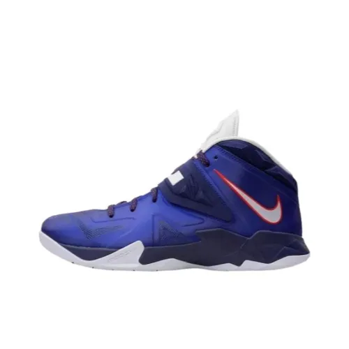 Nike Zoom Soldier 7 LeBron Амортизация Износостойкий MID Топ Винтажные Баскетбольные Кроссовки Мужские Сине-Белые
