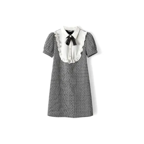 TOUCH Короткий рукав Платье Женское Белое и Черное в клетку