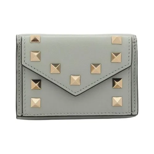 Valentino Rockstud Кожа Кошелек Мини Женский Аква Зеленый