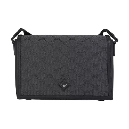 MCM Жаккард с кожаными вставками комбинированные сумки через плечо маленький мужской темно-серый