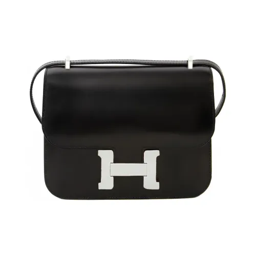 HERMES Constance Кожа Box Kangkang Плечо Сумка через плечо Мини Женская Черная