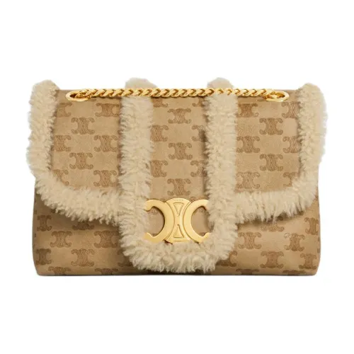 CELINE Victoire Sheepskin Crossbody Bag Shoulder Bag Medium Women's Natural Color