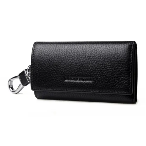 Old Man's Head Лицевая коровья кожа Key Pouch Стандартный Мужской Черный