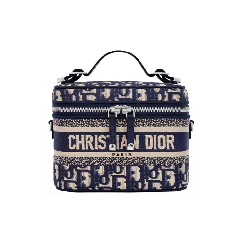 DIOR DiorTravel Холст Сумка Сумка через плечо Сумка через плечо Туалетная сумка Сумка для макияжа Стандартная Женская Темно-синяя
