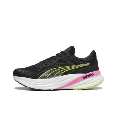 PUMA Magnify Nitro 2 Slip-Resistant Низкие Беговые Кроссовки Женские Черные Желтые Розовые