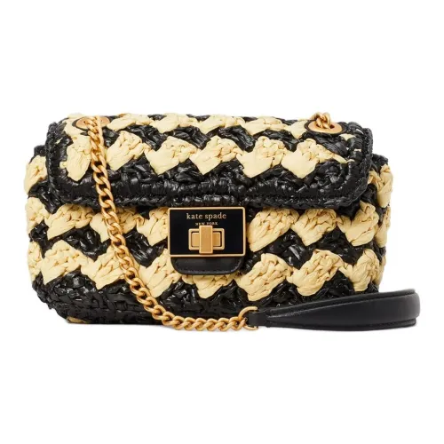 Kate Spade Evelyn Raffia с кожаными вставками сумка через плечо маленькая женская черная