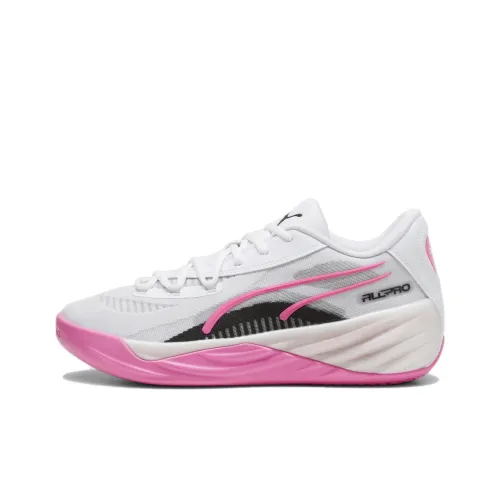 PUMA Все Pro Nitro Slip-Resistant Low Top Баскетбольные кроссовки Унисекс Белый розовый черный