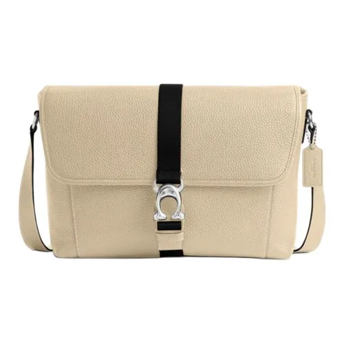 COACH BECK Зернистая кожа личи кожа курьерская сумка сумка через плечо большая мужская сливочный