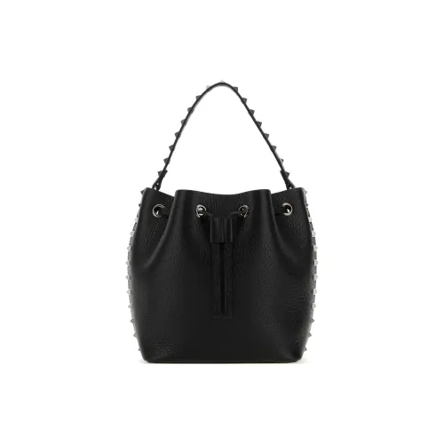 Valentino Rockstud Кожа Ведрообразная Сумка Сумка Сумка через плечо Сумка через плечо Женская Черная
