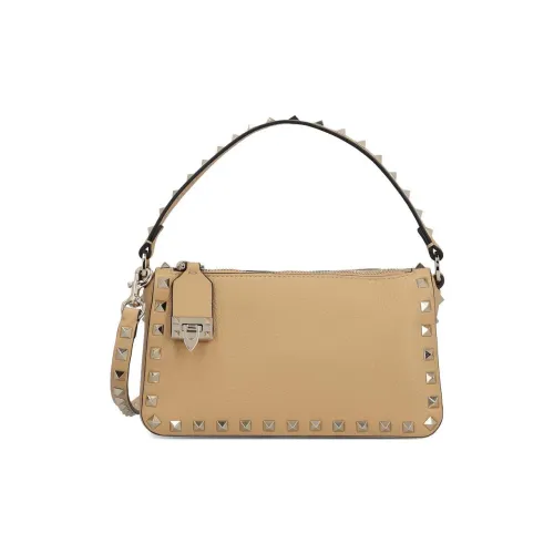 Valentino Rockstud Телячья кожа Сумка через плечо Стандартная Женская Бежевая