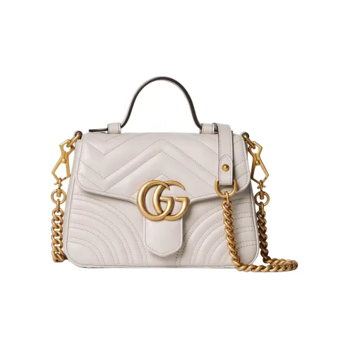 GUCCI GG Marmont Кожа Курьерская Сумка Сумка через плечо Сумка Мини Женская Светлый Бежевый